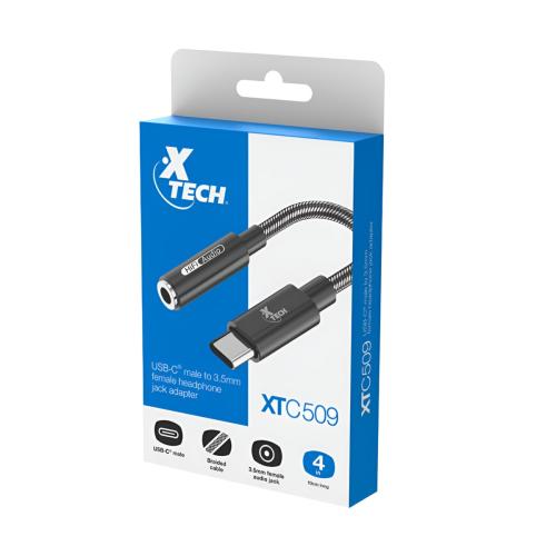 Adaptador USB-C a Conector 3,5mm Hembra para Audífonos - Negro