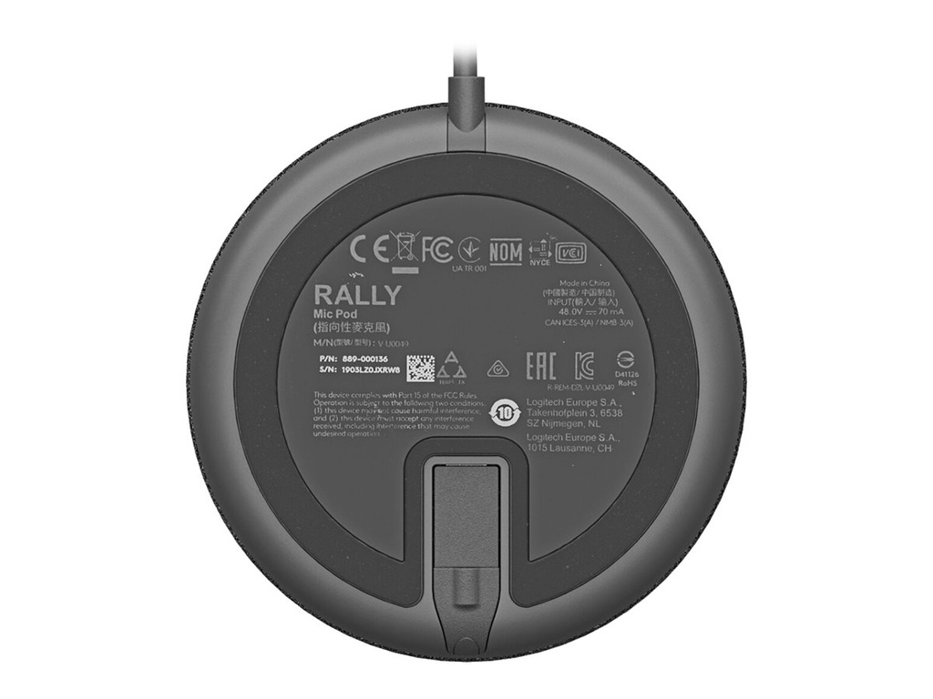 Adaptador de interfaz de micrófono Logitech Rally Mic Pod Hub para Logitech Rally Mic Pod, Rally, Rally Plus