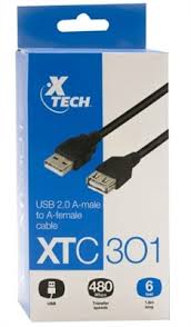 Cable USB Xtech 4 pin USB Ty pe A 4 pin USB Type A USB 2.0 Macho a Hembra 1.8 m Color Negro