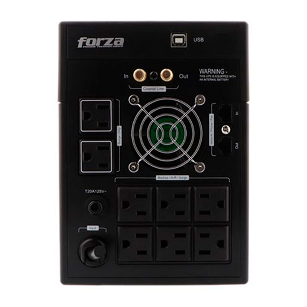 UPS Forza FX Series FX-1500LCD, CA 110/120 V, 840 vatios, 1500 VA 9 Ah, USB, conectores de salida: 8