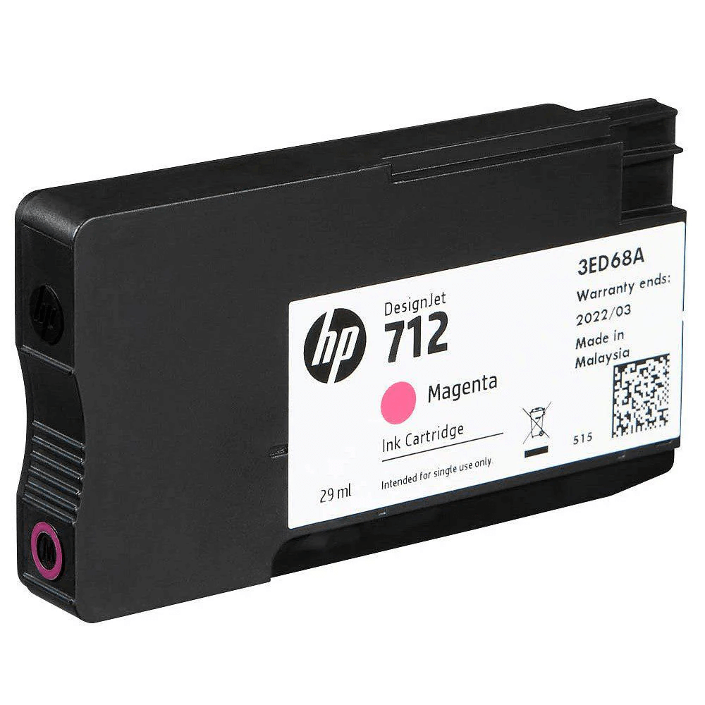 Tinta HP Magenta (712) 29 ml para impresoras DesignJet Studio, T210, T230, T250, T630, T650210, T230, T250, T630, T650