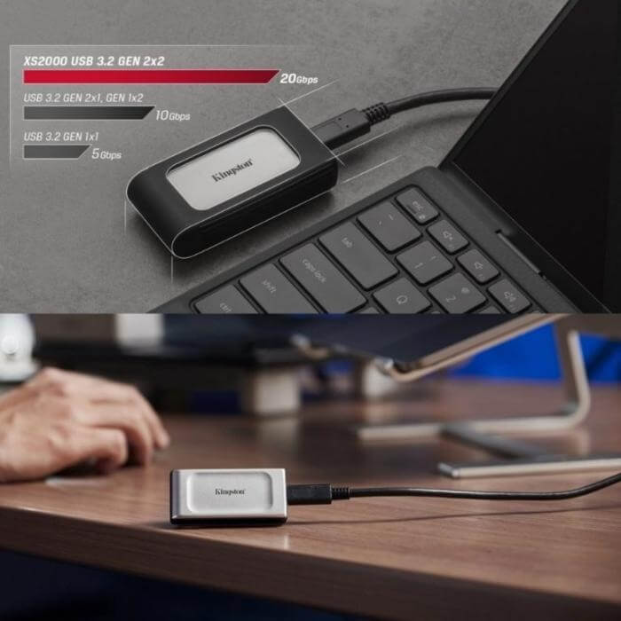 Unidad de estado sólido (portátil) Kingston XS2000 externo USB 3.2 Gen 2x2 (USB-C conector)
