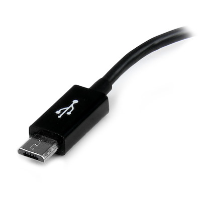 Cable Adaptador de 12cm Micro USB Macho a USB A Hembra OTG para Tablets Smartphones - Negro