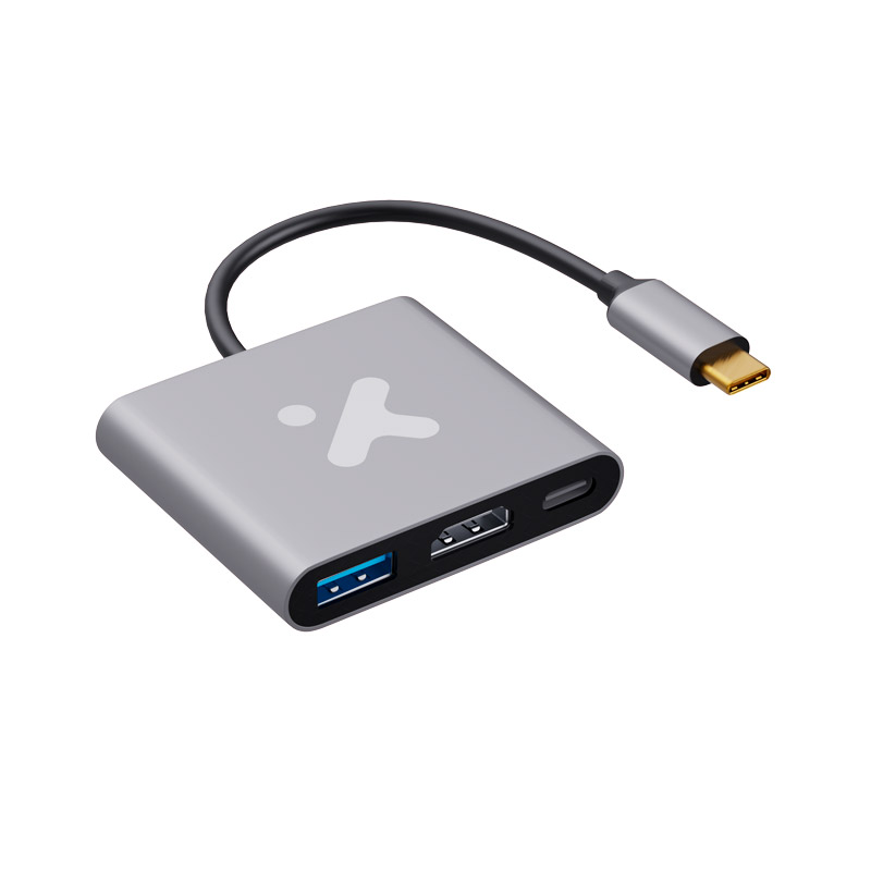 Adaptador de vídeo - USB Tipo C - Xtech - HDMI - USB 3.0 - Aluminio - 3 en 1 XTC-566