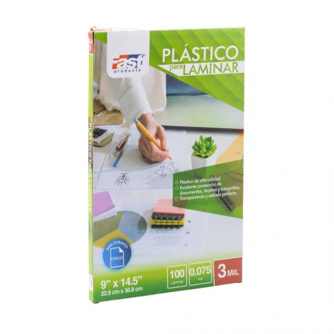 PLASTICO PARA LAMINAR FAST CX100 OFICIO 9″X14.5″ X 3 MILESIMAS (10)