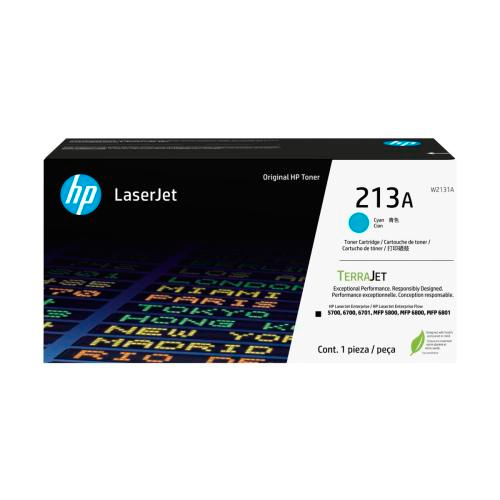 HP 213A - Gran capacidad - cián - original - LaserJet - cartucho de tóner (W2131A) - para Color LaserJet Enterprise 5700dn, 6700dn, MFP 5800dn, MFP 6800dn