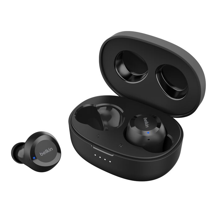 Belkin SoundForm Bolt - Auriculares inalámbricos con micro - en oreja - Bluetooth - negro - para Apple iPhone 14, 14 Plus, 14 Pro, 14 Pro Max; Samsung Galaxy S22 5G, S22 Ultra 5G, S22+ 5G