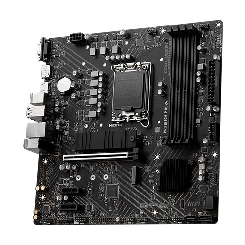 Motherboard MSI PRO B760M-P DDR4 micro ATX Socket LGA1700 B760 Chipset USB 3.2 Gen 1, USB-C 3.2 Gen2 Gigabit LAN Tarjeta gráfica (CPU necesaria) HD Audio (8-canales)