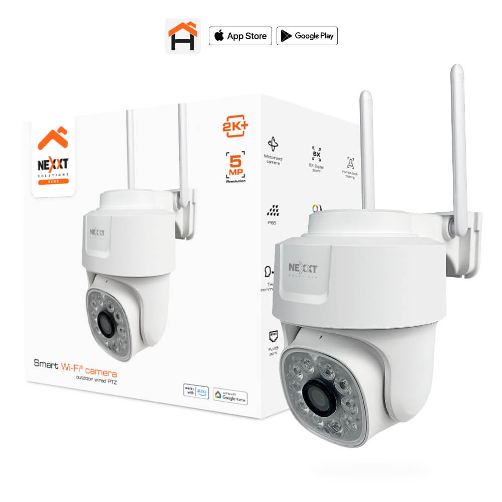 Cámara inteligente Wi-Fi Nexxt Solutions Home - PTZ 2K+ 5MP RJ45