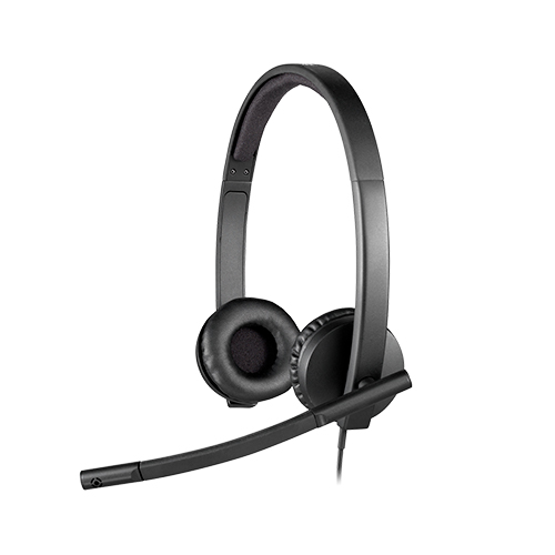 Logitech H570e Wired Headset, Stereo Headphones with Noise-Cancelling Microphone, USB, in-Line Controls with Mute Button, Indicator LED, PC/Mac/Laptop - Black - Auricular - en oreja - cableado - USB - Certificado para Skype Empresarial, con certificación Lync 2013