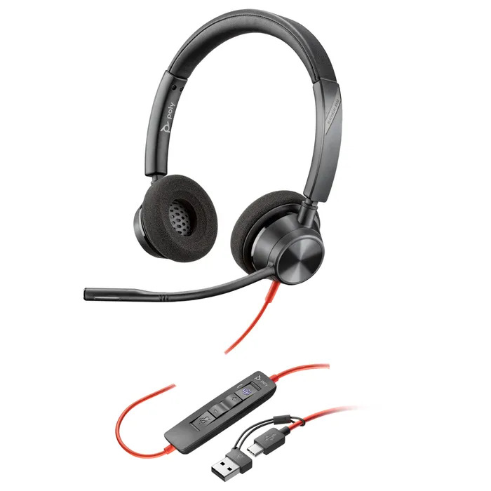 Audífonos Poly Hp estéreo USB-C Blackwire 3320 con certificación de Microsoft Teams + adaptador USB-C/A