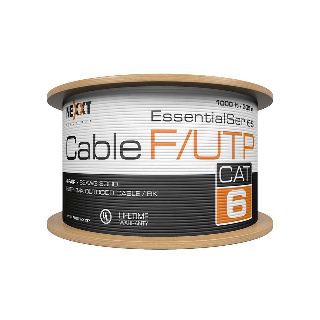 Cable F/UTP para exteriores Cat6 - 4 pares Nexxt Essential Cable en bobina Cat.6 F/UTP para exteriores con revestimiento CMX 305m/1000ft