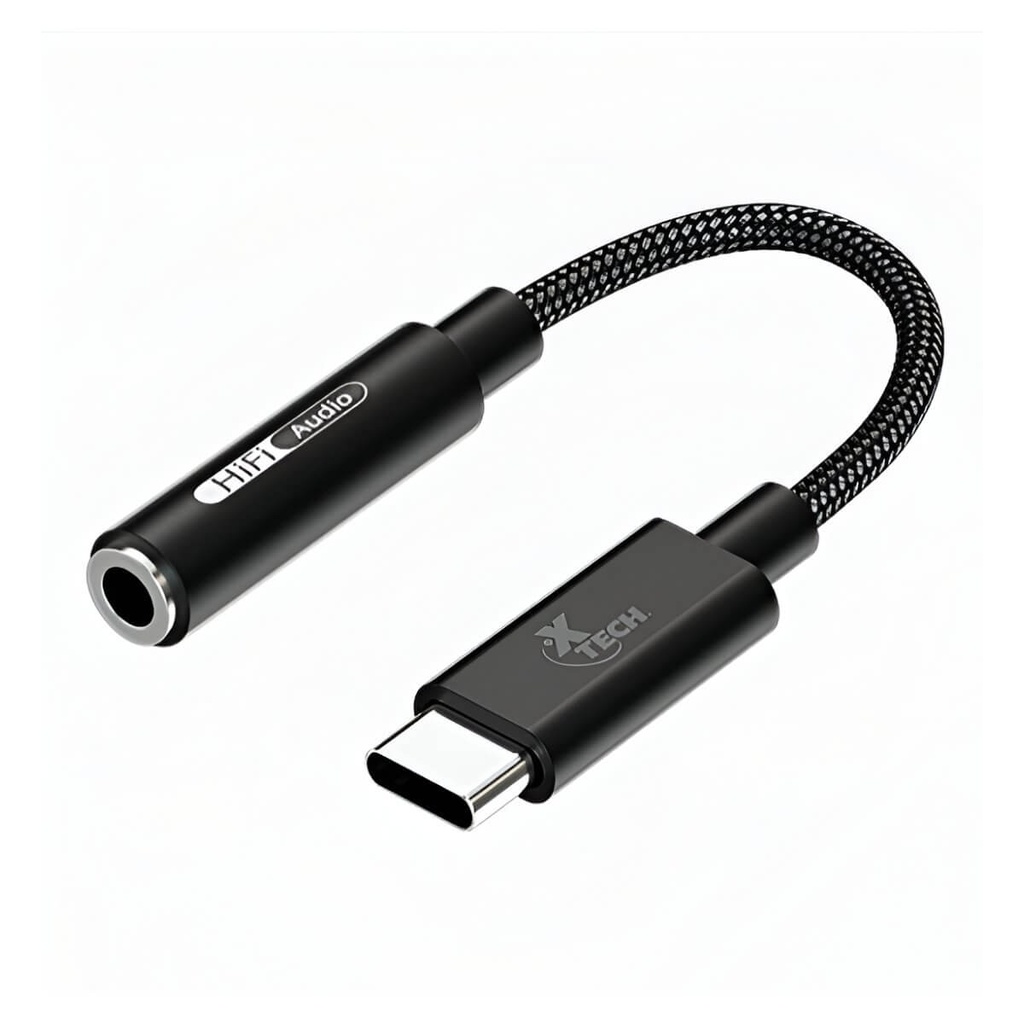 Adaptador USB-C a Conector 3,5mm Hembra para Audífonos - Negro