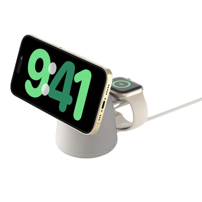 Base de carga inalámbrica Belkin 2 en 1 con MagSafe de 15 W