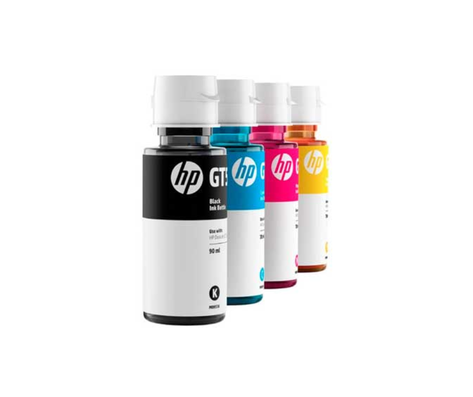 Tinta HP GT53/GT52 - Negro, Cyan, Magenta, Amarillo - Combo 4PACK para Smart Tank 514, 517, 616, 500, 515, 519, 530, 533, 615, 618, 790 HP Deskjet 5810, 5820, HP Ink Tank 115, 318, 319, 410, 415, 416, 418, 419, 455, 457, 450, 315