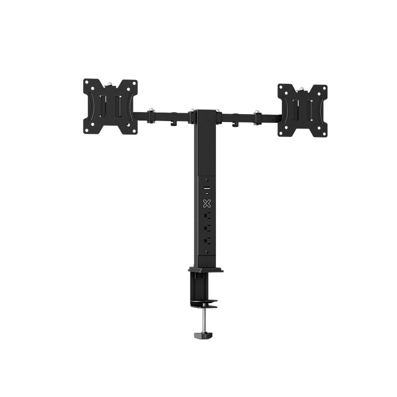 Soporte para dos monitores Klipxtreme con regleta integrada y puertos USB