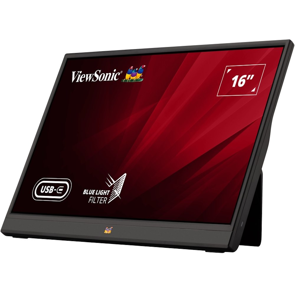 ViewSonic VA1655 - Monitor LED - 16" (15.6" visible) - portátil - 1920 x 1080 Full HD (1080p) @ 60 Hz - IPS - 250 cd/m² - 800:1 - 7 ms - Mini HDMI, USB-C - altavoces