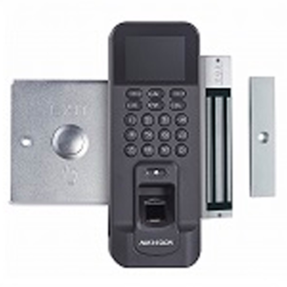 Control de Acceso Hikvision Kit WiFi de Lite, Incluye: Biométrico, Electroimán, Botón de Salida y Montajes Z/L para imán