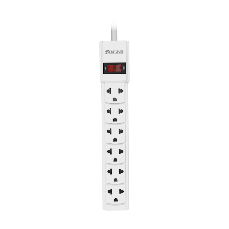 Forza PS Series PS-001W - Banda de potencia - AC 120-220 V - conectores de salida: 6 (NEMA 5-15, Euroconector) - blanco