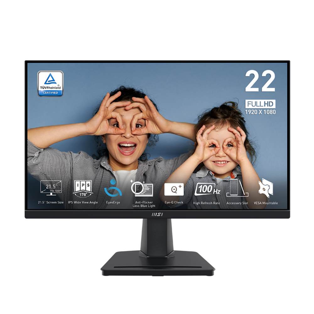 Monitor MSI PRO MP225 - LED-backlit LCD  21.5" - 1920 x 1080 - IPS - HDMI / VGA - Black - Built-in Speaker