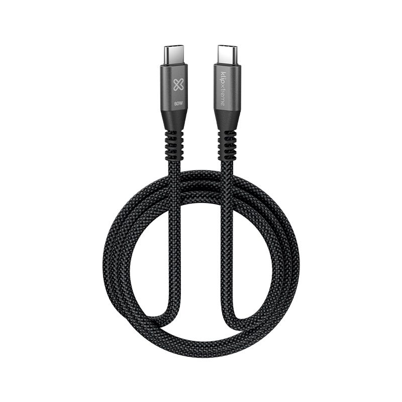Klip Xtreme - USB cable - 24 pin USB-C - 1 m - Black - 60W Braided Fast charging