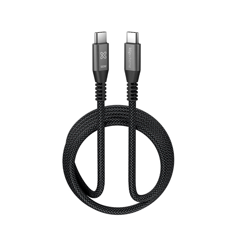 Klip Xtreme - USB cable - 24 pin USB-C - 1.8 m - Black - 100W Braided Fast charging