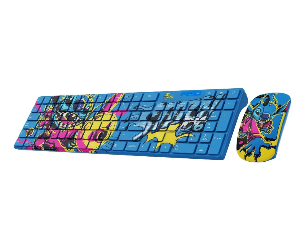 Xtech - Keyboard and mouse set - Spanish - Wireless - 2.4 GHz - Stitch Design - Disney XTK-D312ST