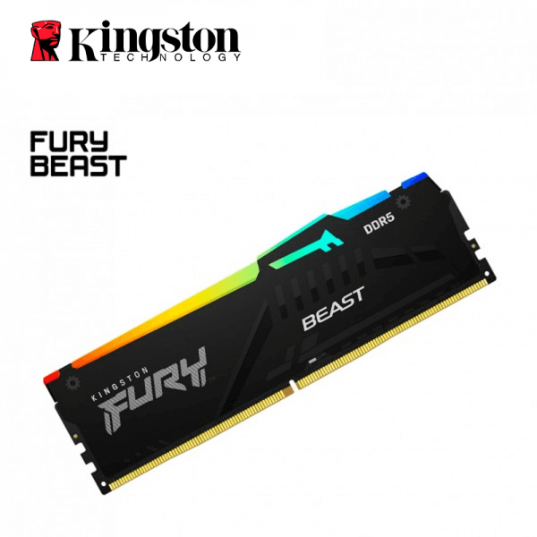 Memoria RAM Kingston FURY Beast RGB - DDR5 - módulo - 32 GB - DIMM de 288 contactos - 5200 MHz / PC5-41600 - CL40 - 1.25 V - sin búfer - on-die ECC