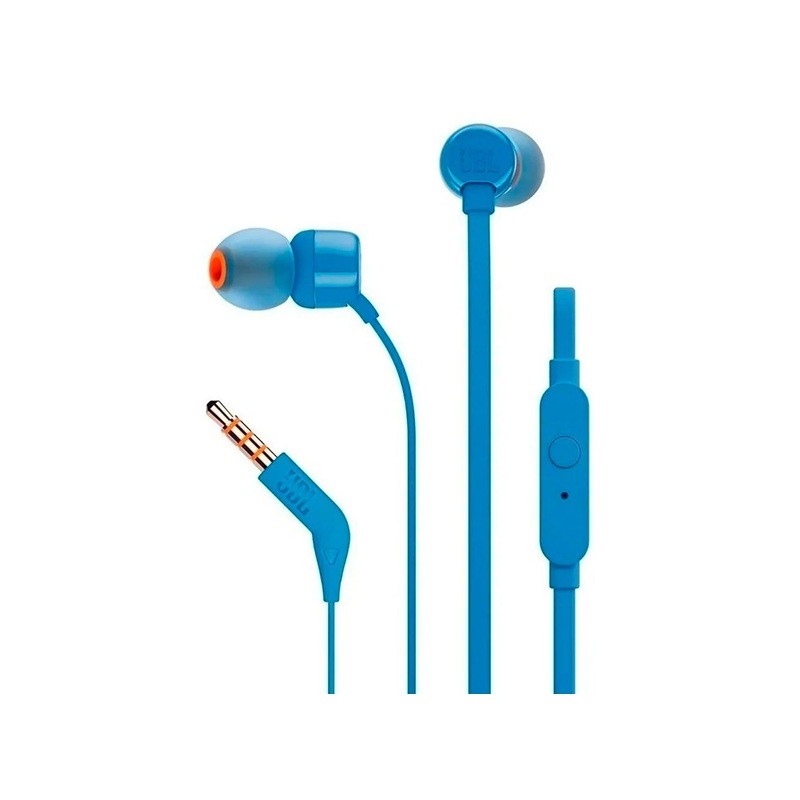 Audífonos JBL  Alámbricos con Micrófono  - T110 Wired In-ear Blue