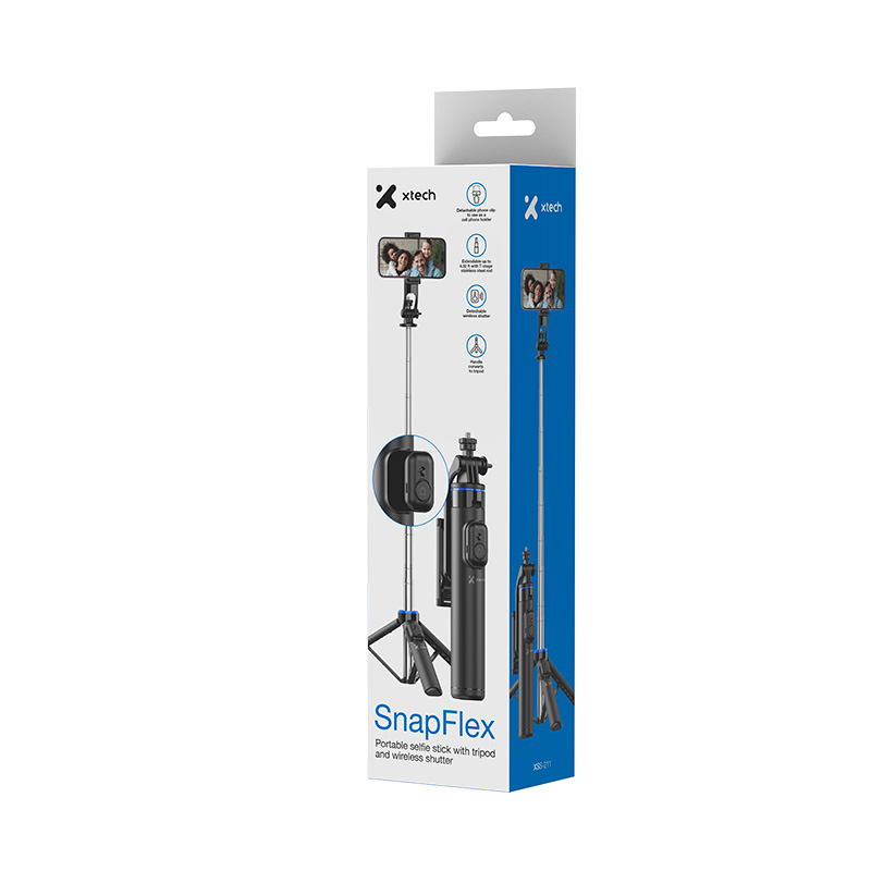 Selfie stick SnapFlex Xtech - con trípode y control remoto