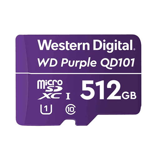 Tarjeta de memoria flash WD Purple SC QD101 WDD512G1P0C - 512 GB - UHS-I U1 / Class10 - microSDXC UHS-I - púrpura