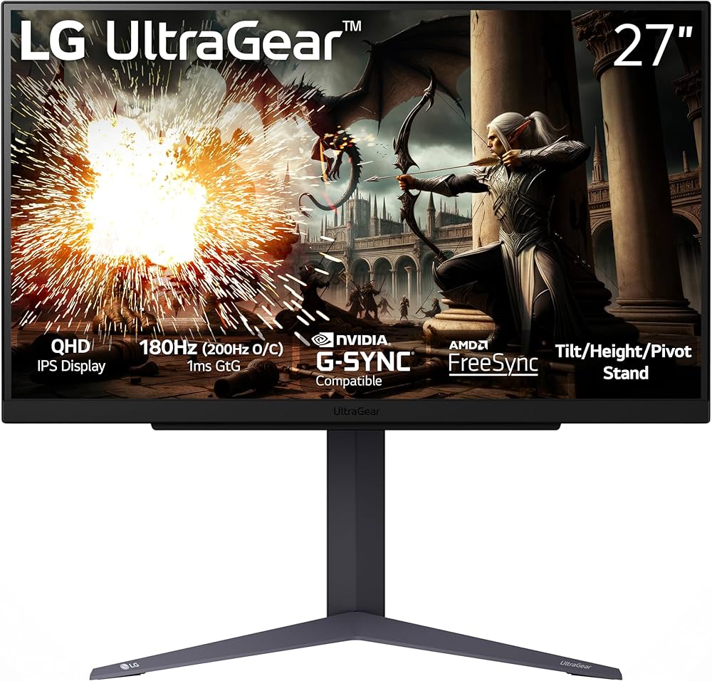 LG 27GS75Q-B - 27" - 2560 x 1440 - IPS - DisplayPort / HDMI - Black - Gaming 200Hz 1ms G-Sync compat