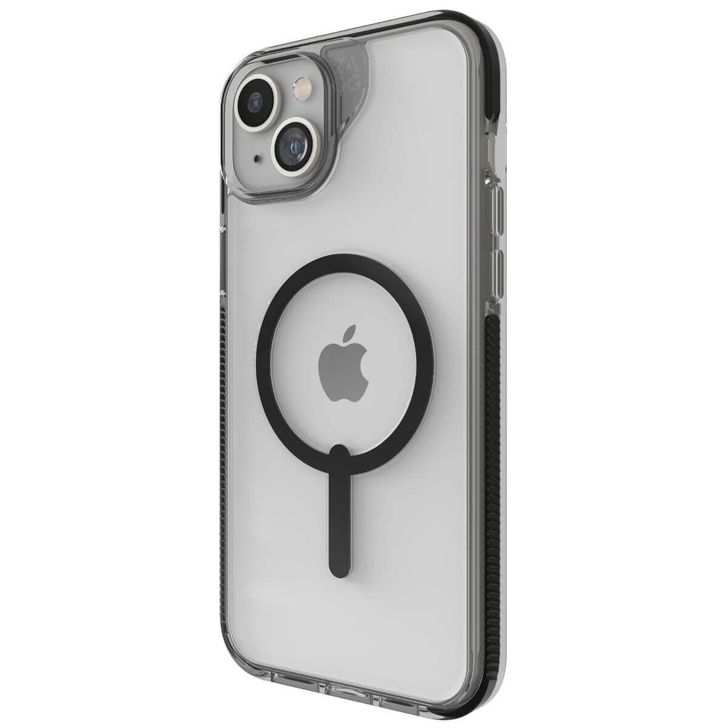 Funda Zagg Santa Cruz Snap Apple iPhone 14 Plus, 15 Plus- MagSafe - negro, transparente