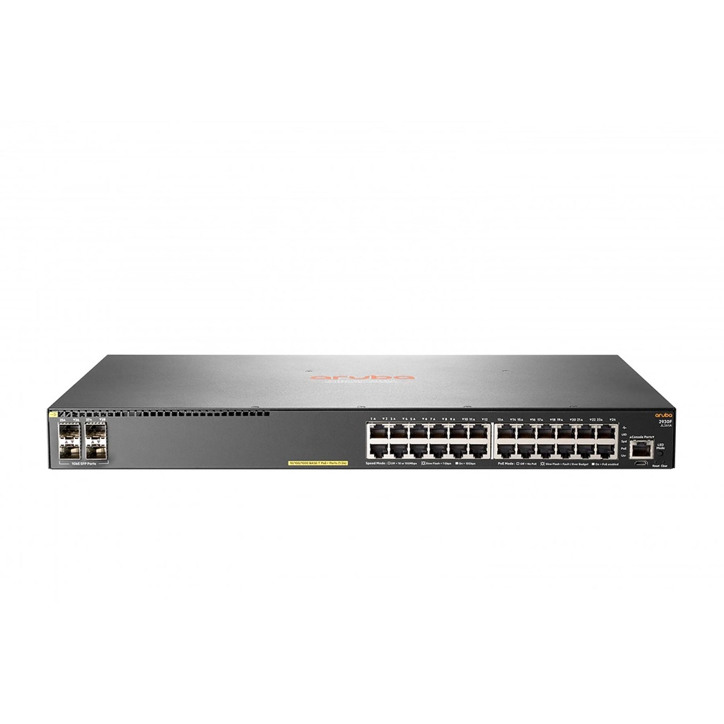 Conmutador HPE Aruba 2930F 24G PoE+ 4SFP - L3 - Gestionado - 24 x 10/100/1000 (PoE+) + 4 x Gigabit SFP (enlace ascendente) - montaje en rack - PoE+ (370 W)