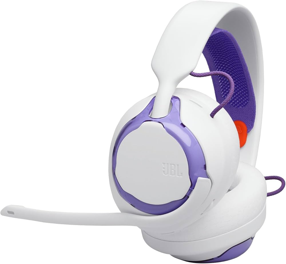 Audífonos Gaming JBL Quantum 250 con Micrófono, Color Blanco con morado