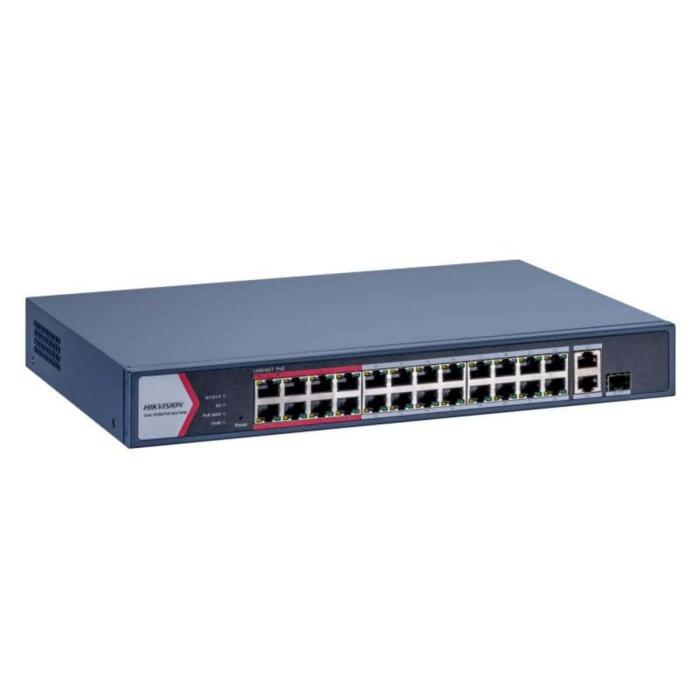 Switch de Red Hikvision - con 24 Puertos Ethernet PoE, x1 Puerto Gigabit Combo, x1 Puerto Gigabit RJ45, 230W -