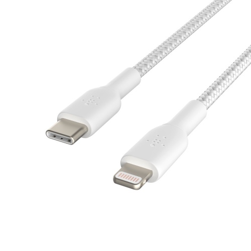 Belkin BoostCharge - Cable Lightning - 24 pin USB-C macho a Lightning macho - 1 m - blanco - suministro de potencia USB (18W)