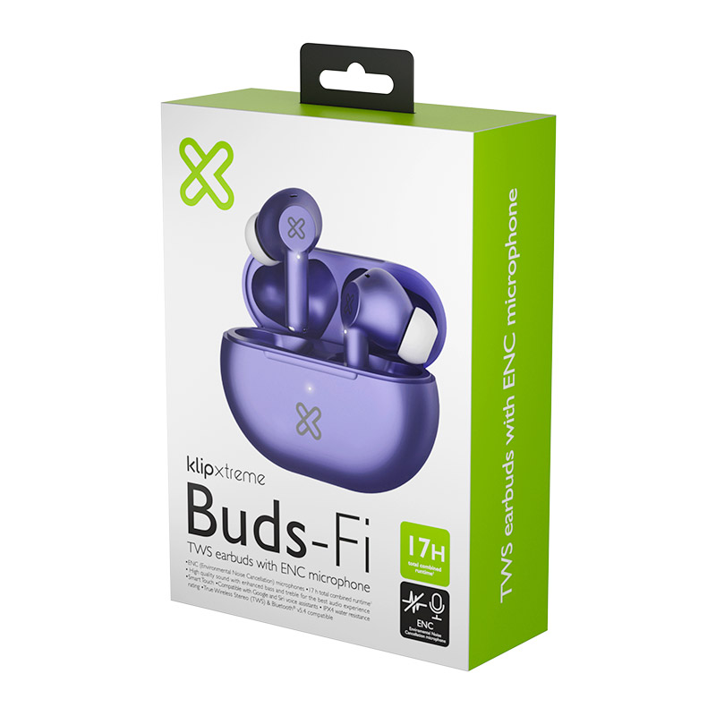 Klip Xtreme - auriculares inalámbricos - Para Phone / Para Portable electronics / Para Tablet - Wireless - 17Hrs IPX Purple
