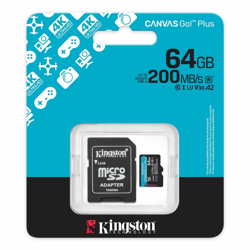 Kingston - Flash memory card - SDHC Memory Card - 64GB microSDXC Canvas Go Plus