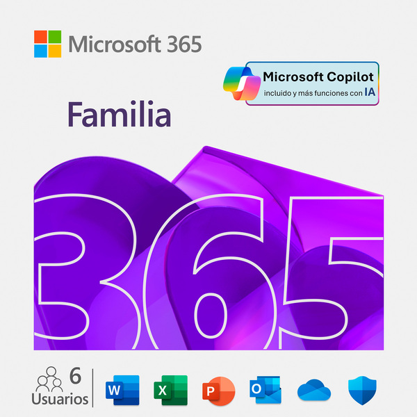 Licencia de Microsoft 365 Familia - Suscripción - Windows de un año solo para LATAM