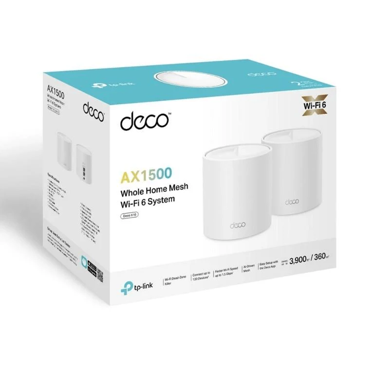 TP-LINK Deco X10 V1 - Sistema Wi-Fi - (2 enrutadores) - hasta 3900 pies cuadrados - malla 1GbE Doble banda