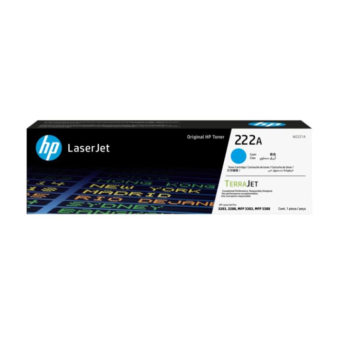 Toner HP 222A Cyan para HP LaserJet Pro 3201-3204, 3288, 3303, 3388
