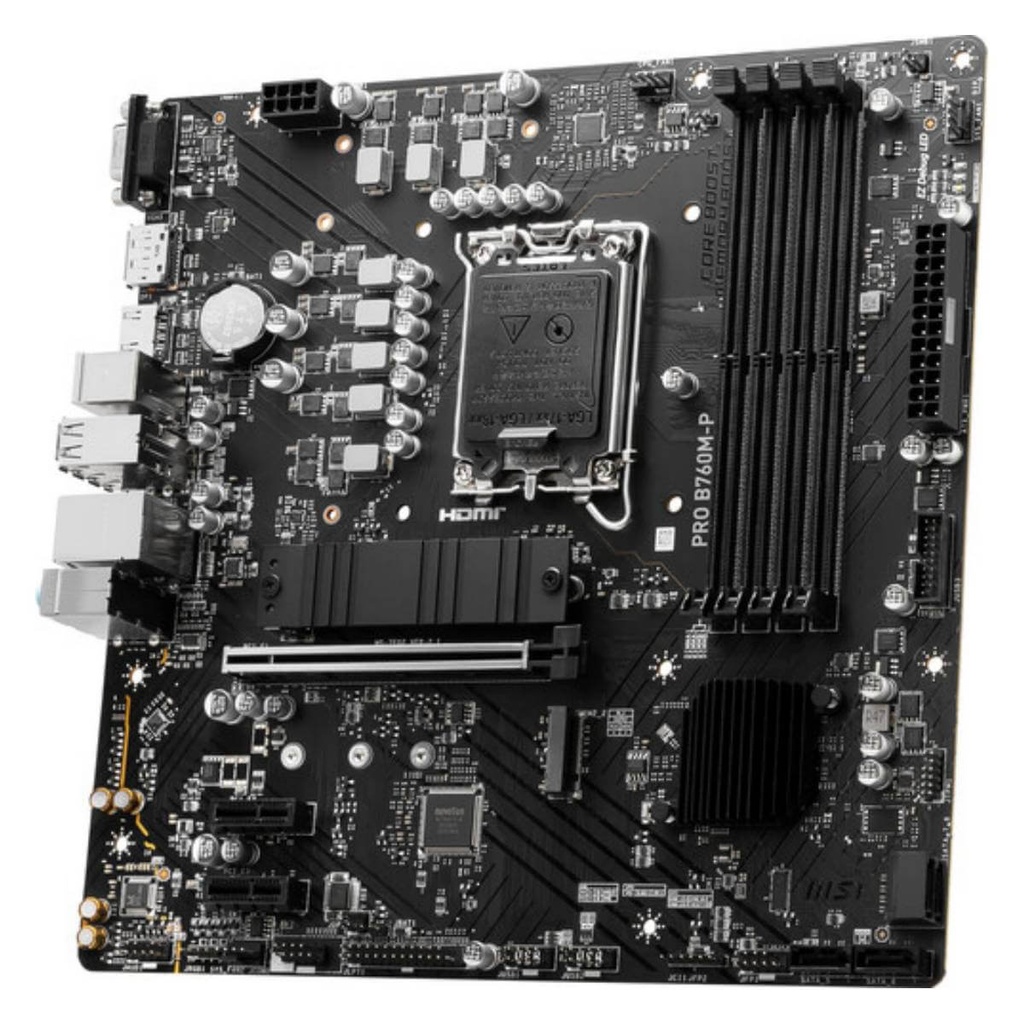 MSI - PRO B760M-P - Motherboard - ATX - LGA1700 Socket - AMD 740G - para Core i5 - AMD Radeon 520 - None