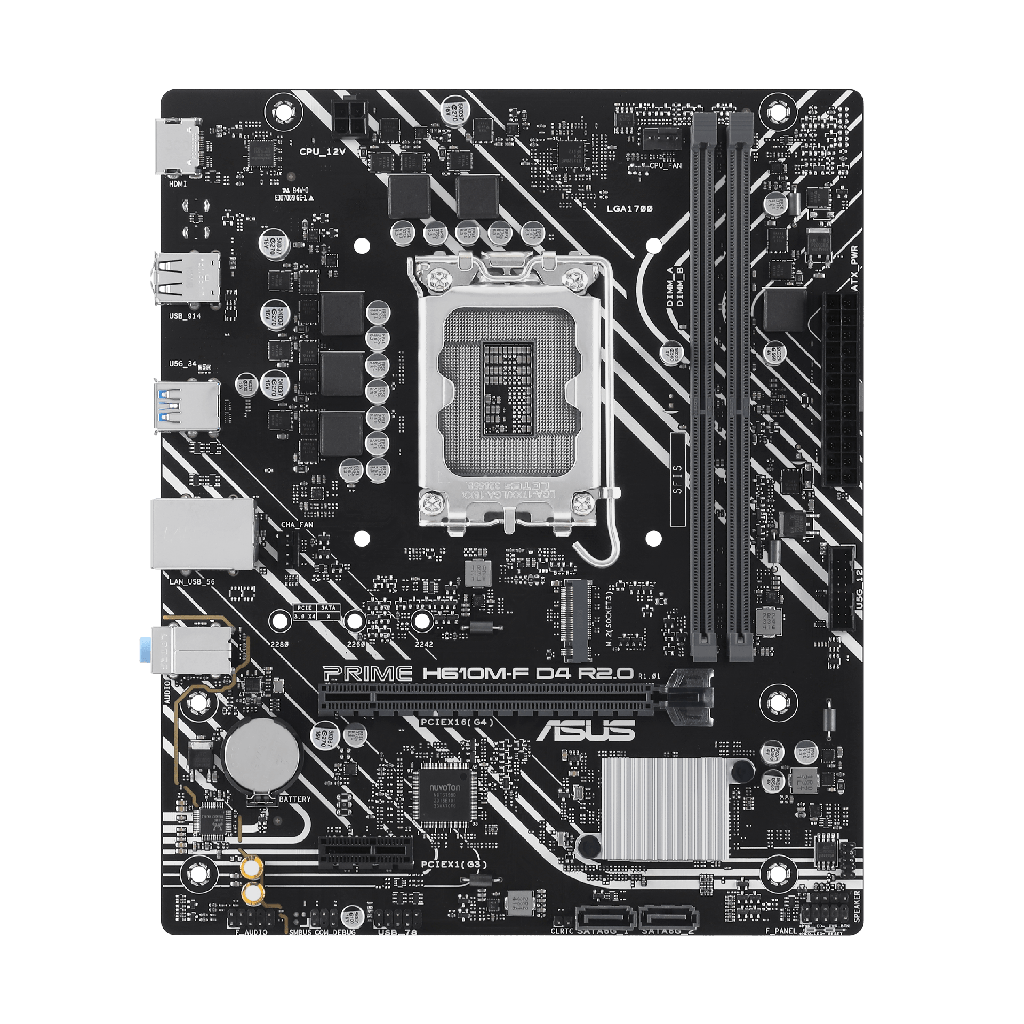 Tarjeta Madre - Motherboard ASUS - PRIME H610M-F D4 R2.0 LGA1700, 14th, 13th y 12th Gen 2xDDR4 MicroATX