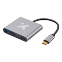 Adaptador de vídeo - USB Tipo C - Xtech - HDMI - USB 3.0 - Aluminio - 3 en 1 XTC-566