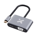 Adaptador multipuerto Xtech - 2 en 1 USB-C® a HDMI® + VGA