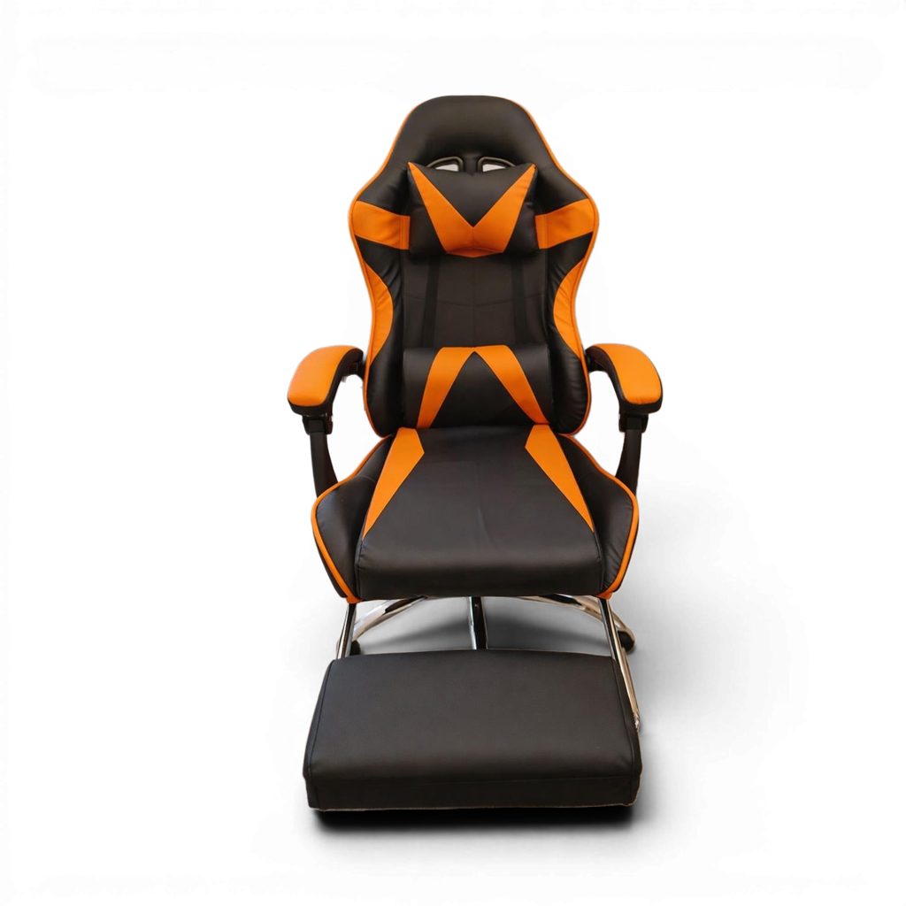 Silla Gamer 830B Anaranjado/Negro con reposapies