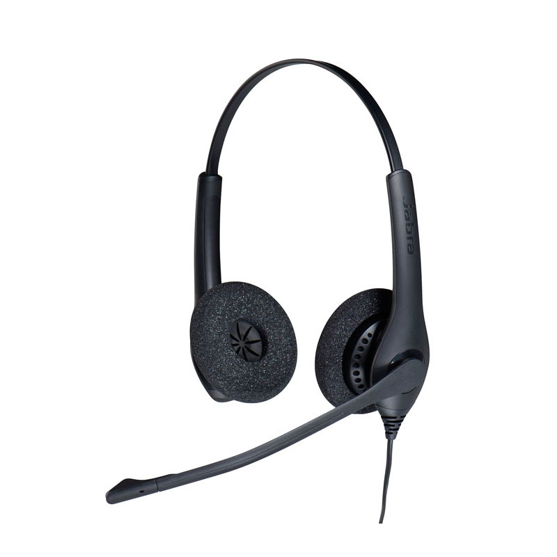 Auricular Jabra, BIZ 1500 Duo, Auricular Profesional con Micrófono, Cableado, Quick Disconnect, Color Negro