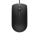 Mouse Dell MS116  óptico - 3 botones  - cableado - USB - negro - para Chromebook 3120; Latitude 3301, 5300, 5401; Precision Mobile Workstation 3540, 5520