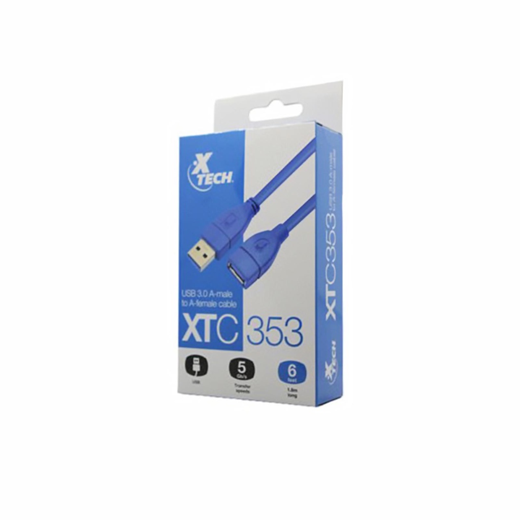 Cable Extensión  Xtech USB 6ft USB 3.0 Azul